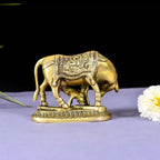 Brass Kamdhenu Cow With Calf Idol (4 Inch) Vedansh Craft