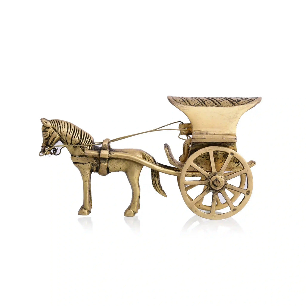 Brass Handmade Horse Chariot/Cart Showpiece (2.6 Inch) Vedansh Craft