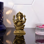 Brass Blessing Sitting Ganesha Idol (4.8 Inch) Vedansh Craft