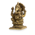 Brass Blessing Sitting Ganesha Idol (4.8 Inch) Vedansh Craft