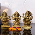 Brass Sitting Ganesha Lakshmi And Saraswati Idols Vedansh Craft