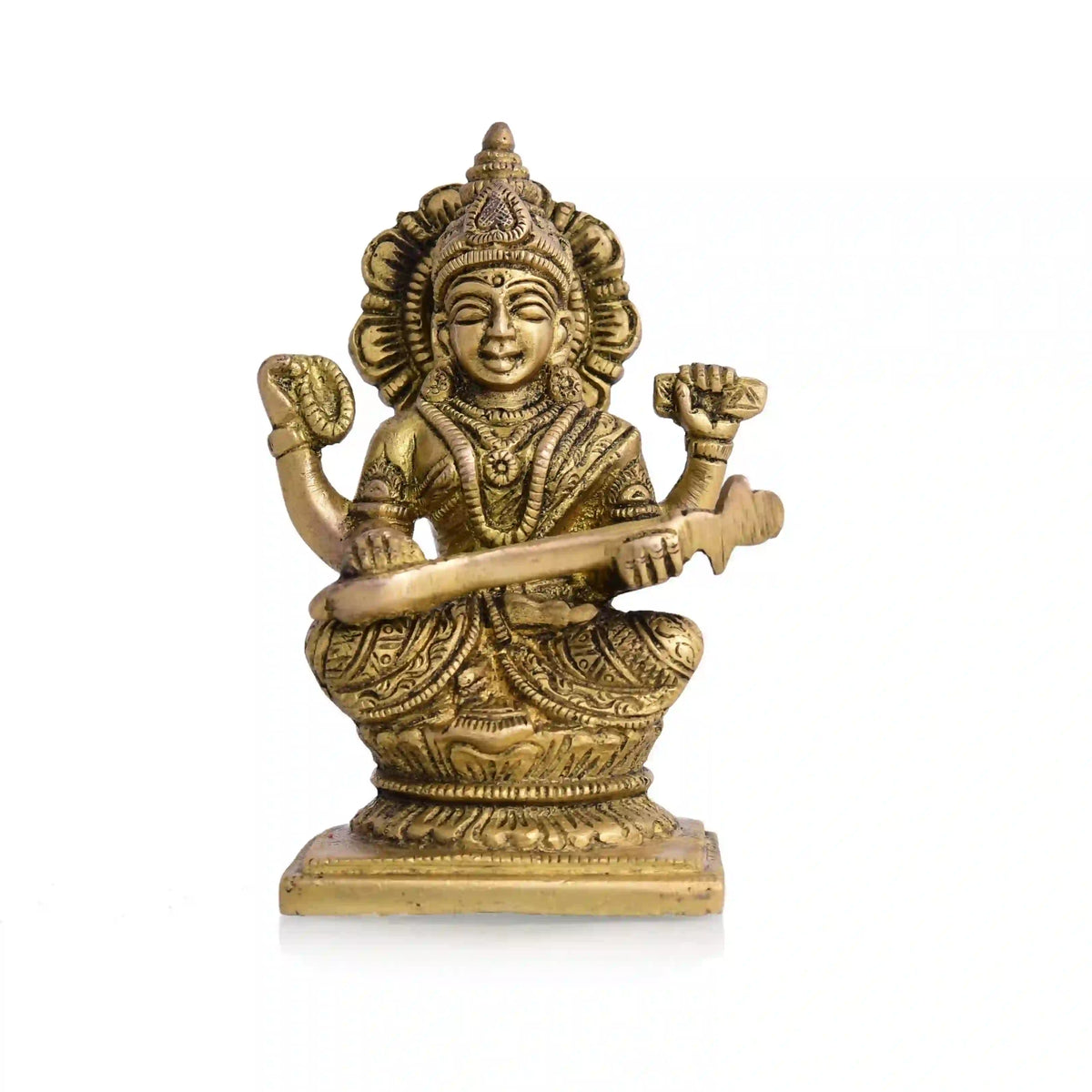 Brass Sitting Ganesha Lakshmi And Saraswati Idols Vedansh Craft