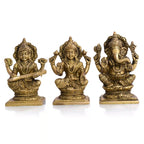 Brass Sitting Ganesha Lakshmi And Saraswati Idols Vedansh Craft