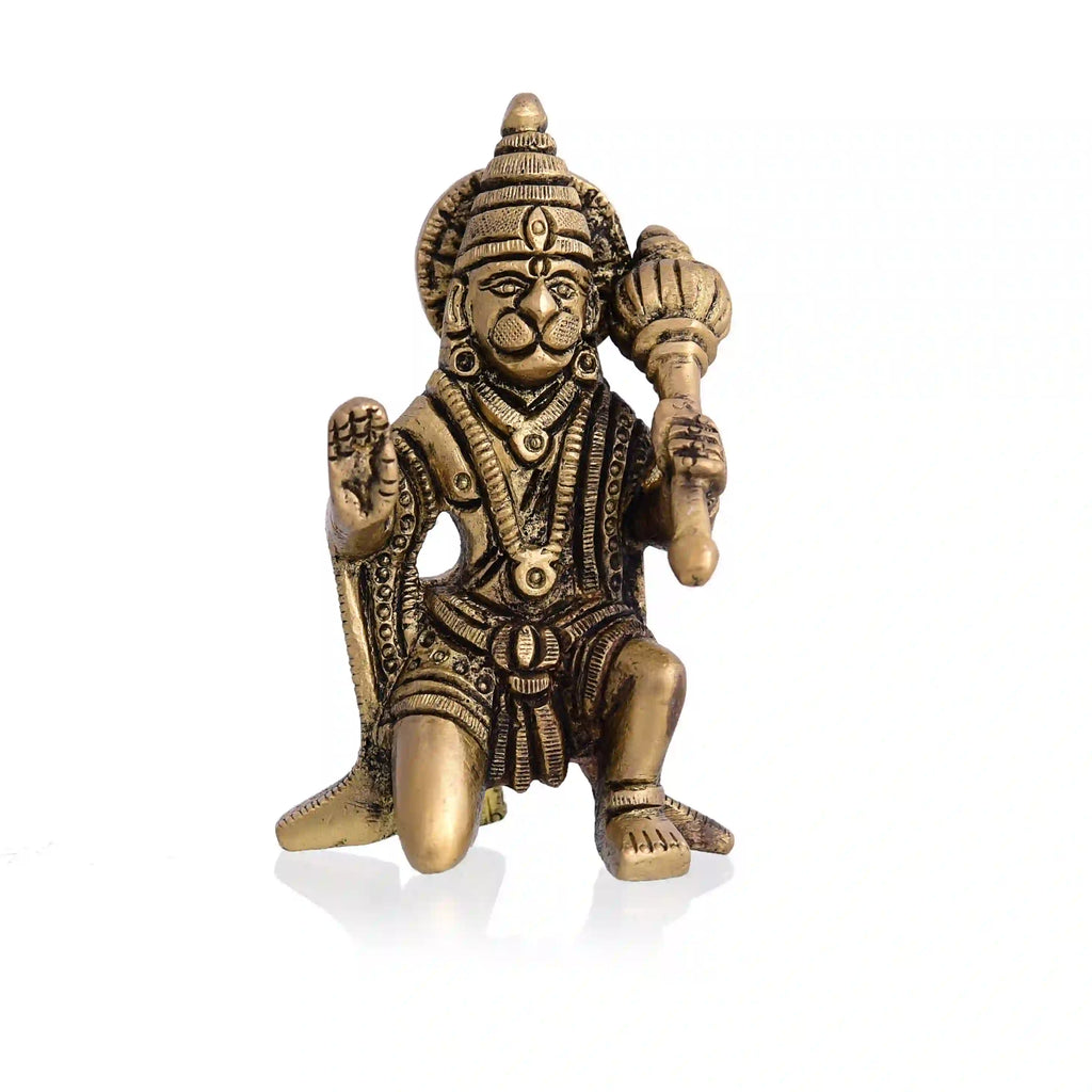 Brass Blessing Sitting Hanuman Idol (3.2 Inch) Vedansh Craft