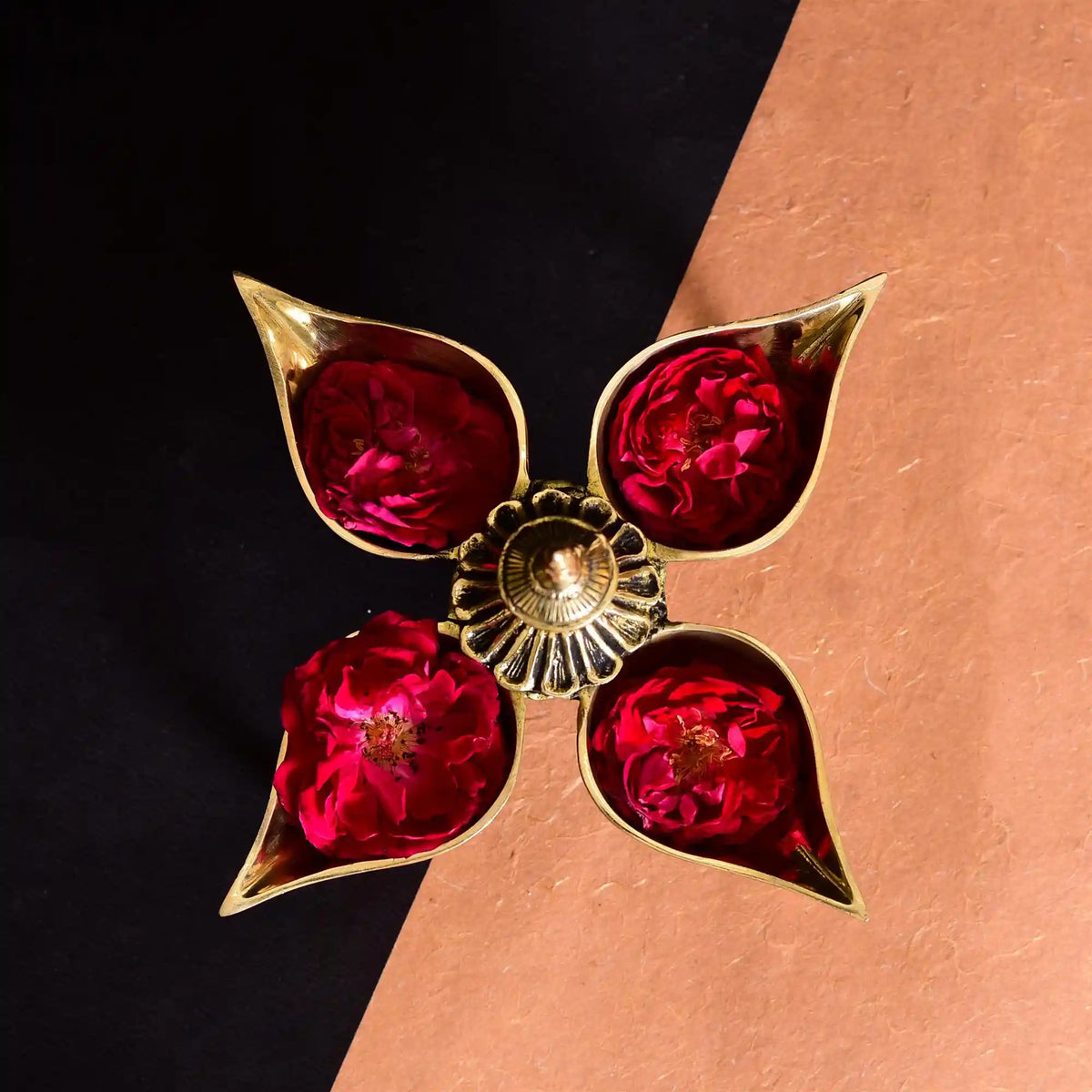 Brass Divine Four Petal Diya (5.5 Inch) Vedansh Craft