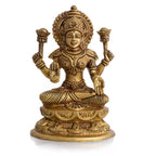 Brass Goddess Sitting Lakshmi Idol (7 Inch)