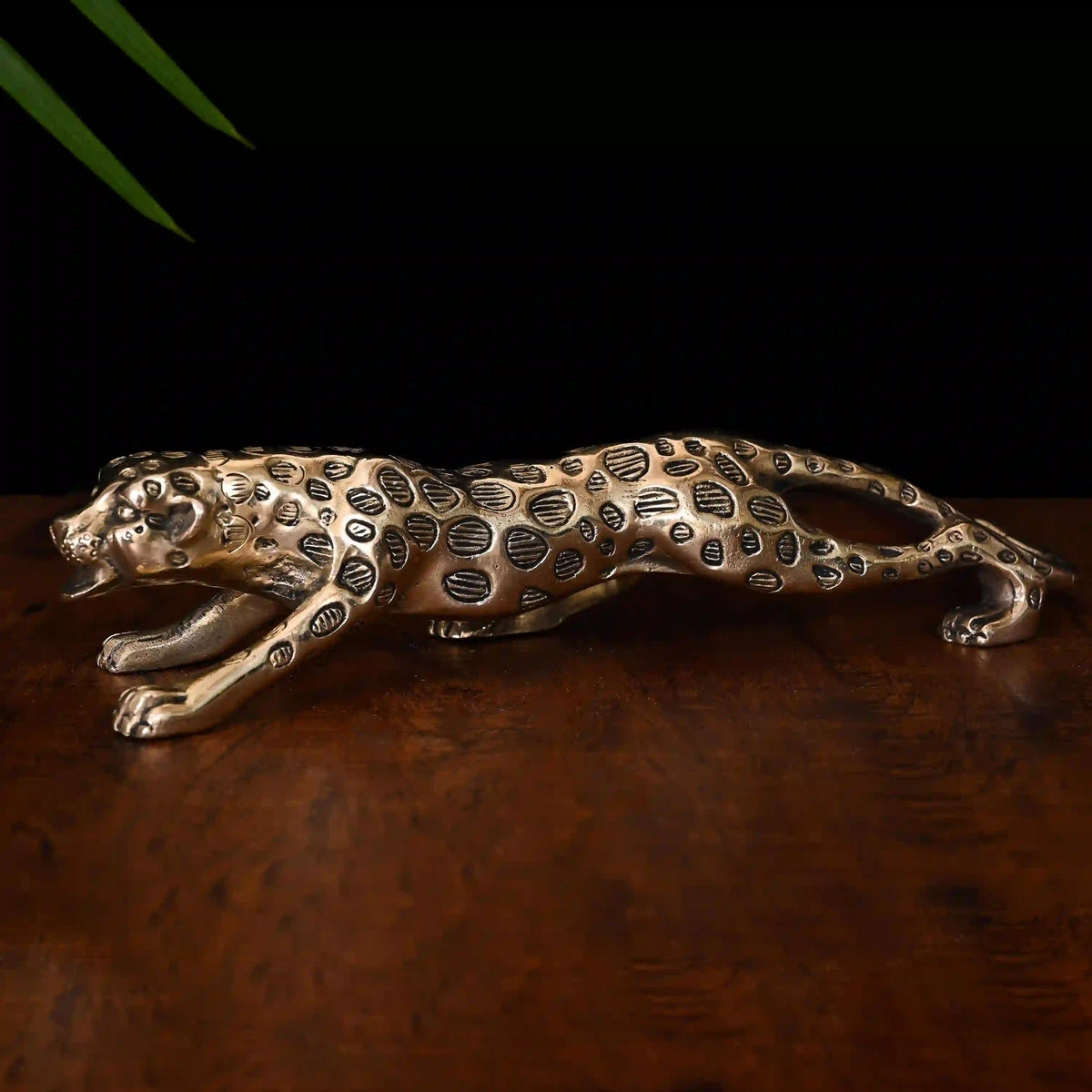 Brass Leaping Leopard Figurine Vedansh Craft