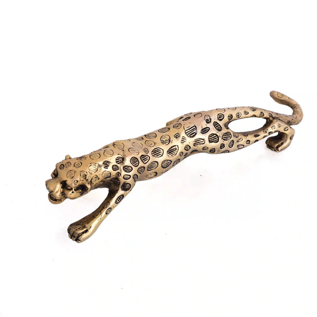 Brass Leaping Leopard Figurine Vedansh Craft