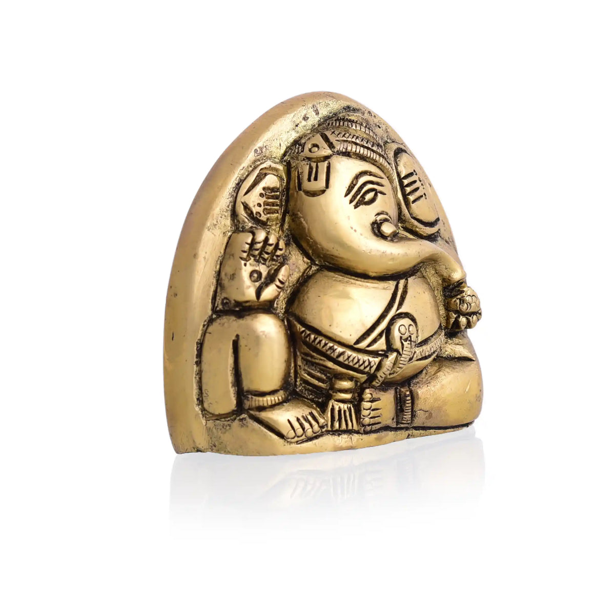 Brass Coconut Shape Sitting Ganesha Idol (2.2 Inch) Vedansh Craft