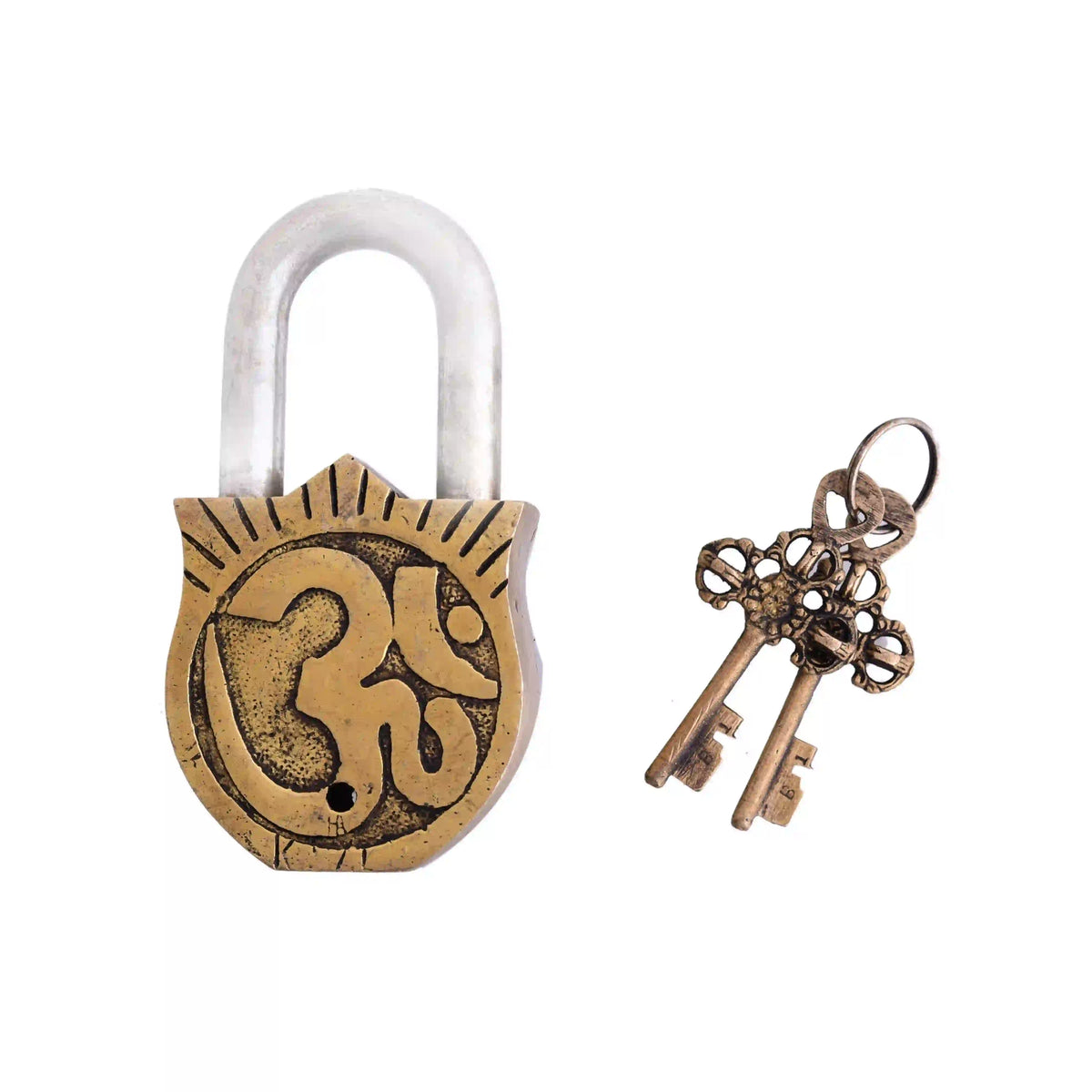 Brass Saraswati Door Lock With Two Keys (4.5 Inch) Vedansh Craft