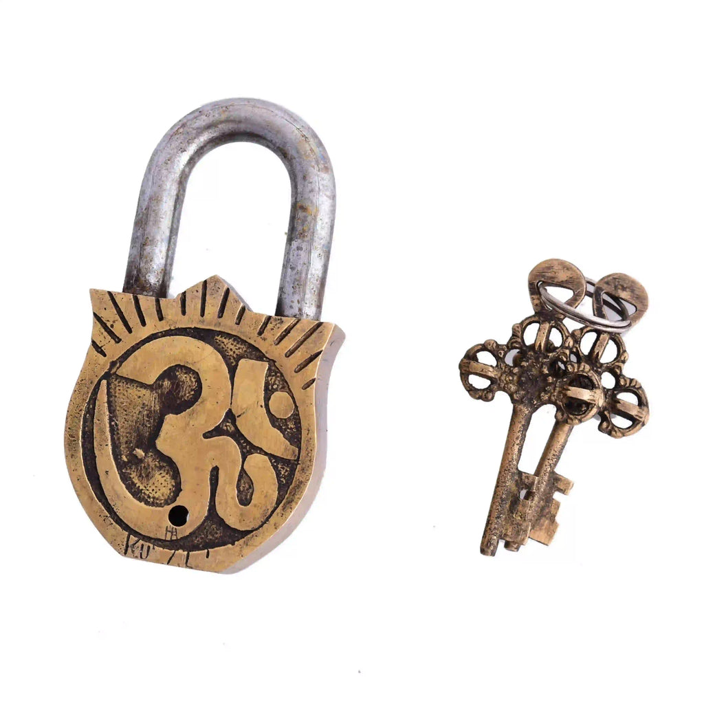 Brass Hanuman Door Lock With Three Brass Keys (4.5 Inch) Vedansh Craft