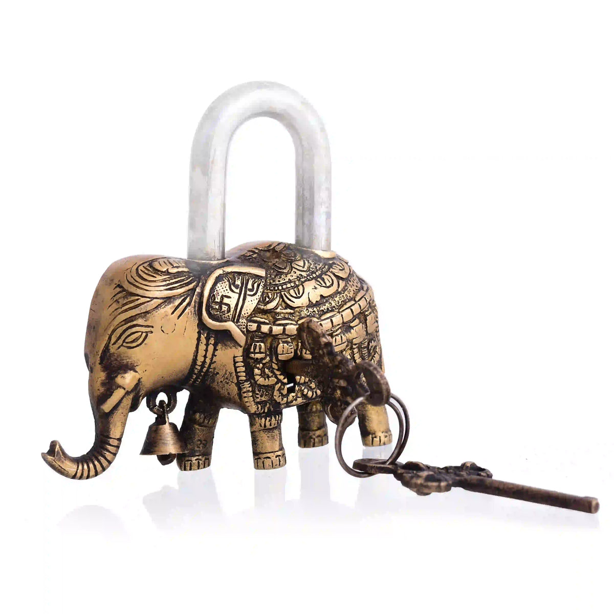 Brass Elephant Door Lock With Three Brass Keys Vedansh Craft