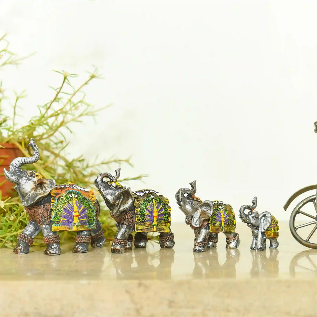 Polyresin Grey Elephant Family Set Vedansh Craft