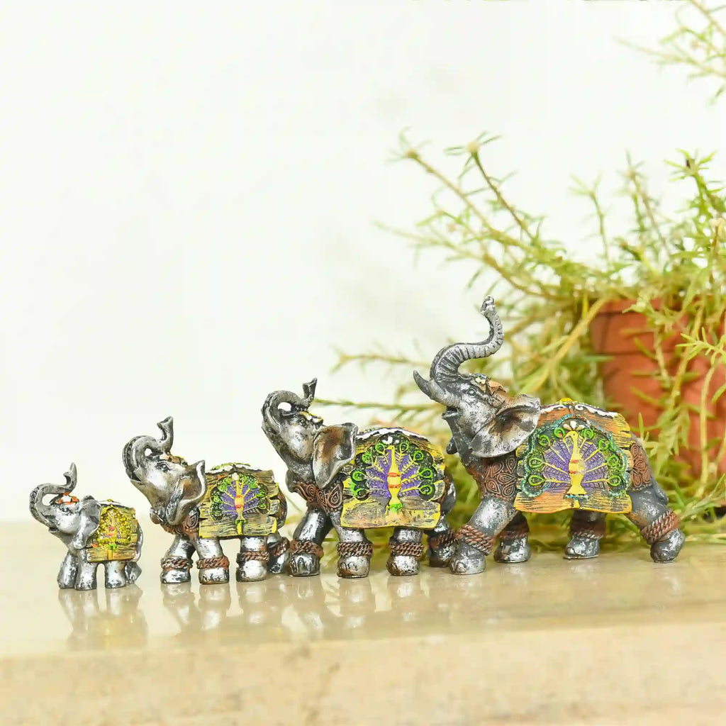 Polyresin Grey Elephant Family Set Vedansh Craft