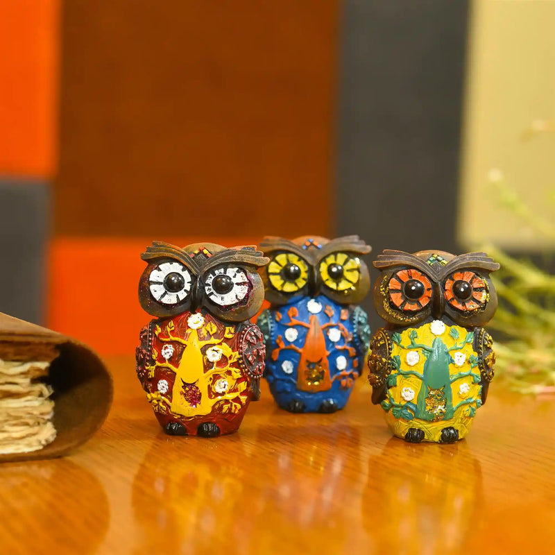 Polyresin Owl Home Decor Gift Set (3 Inch) Vedansh Craft