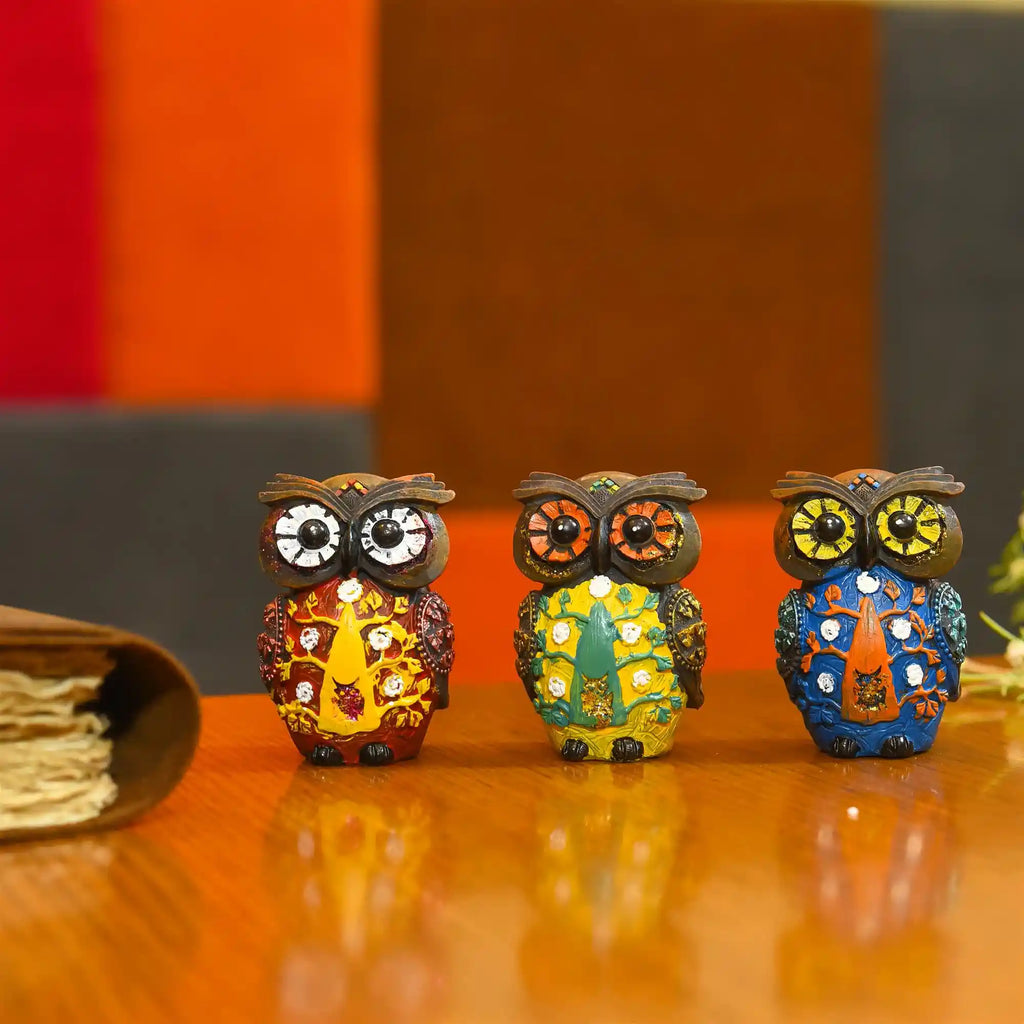Polyresin Owl Home Decor Gift Set (3 Inch) Vedansh Craft