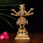 Brass Dancing Deep lakshmi With Five Arms (13.5 Inch) Vedansh Craft