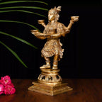 Brass Dancing Deep lakshmi With Five Arms (13.5 Inch) Vedansh Craft