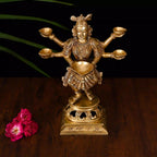 Brass Dancing Deep lakshmi With Five Arms (13.5 Inch) Vedansh Craft