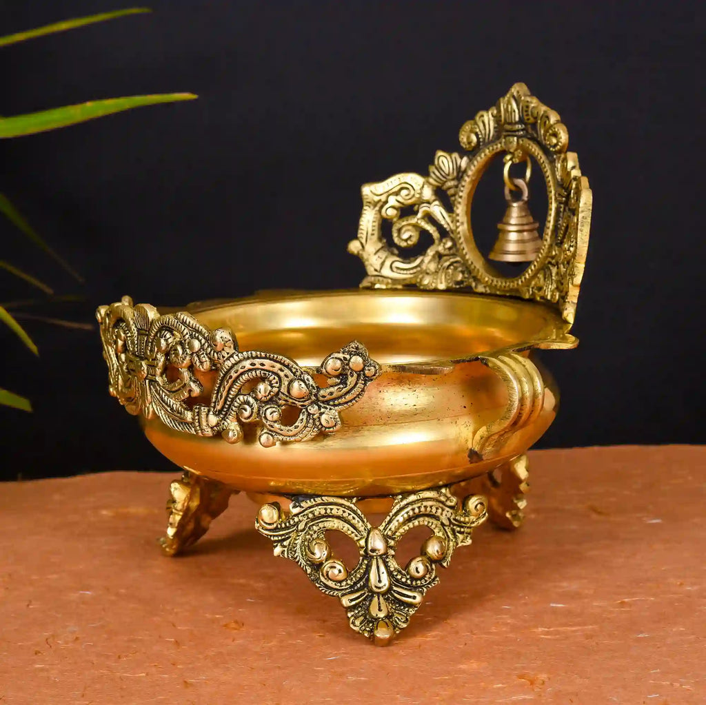 Brass Urli With Bell (8.5 Inch) Vedansh Craft