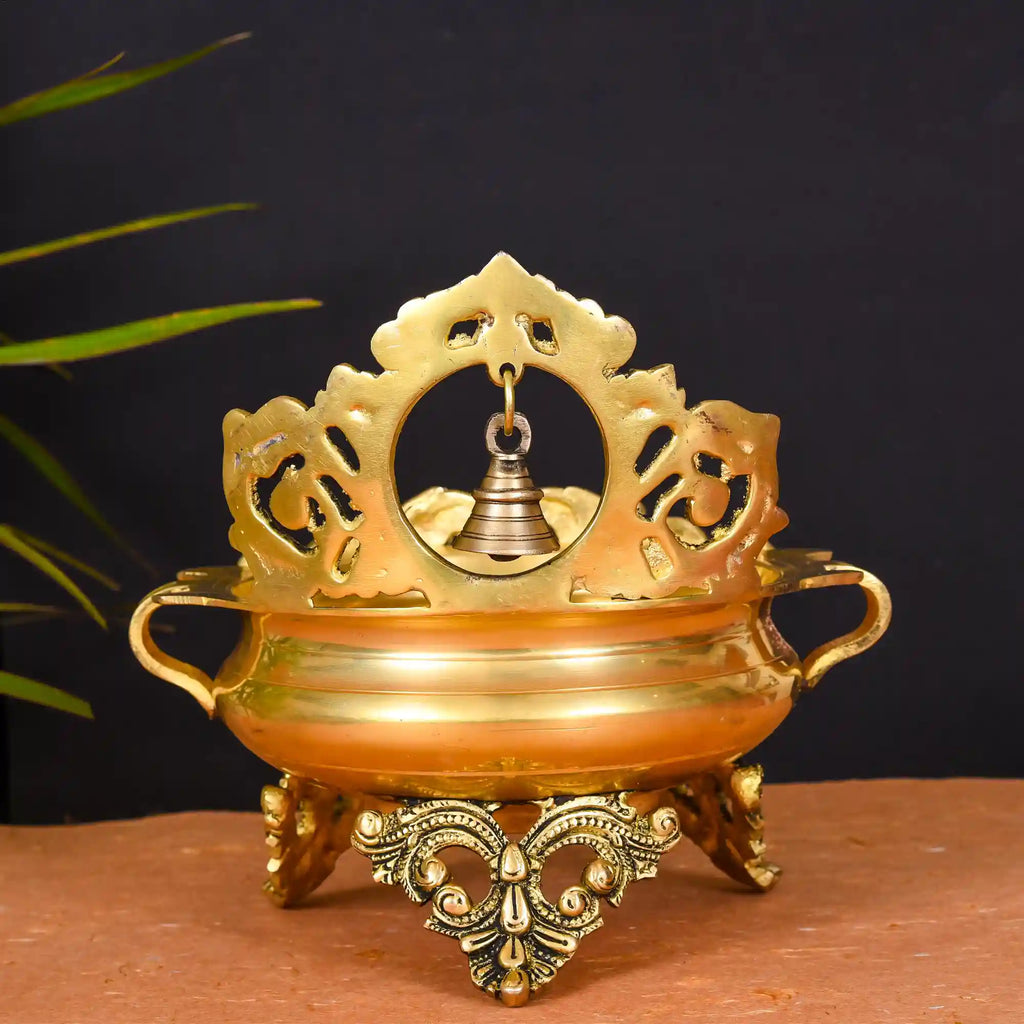 Brass Urli With Bell (8.5 Inch) Vedansh Craft