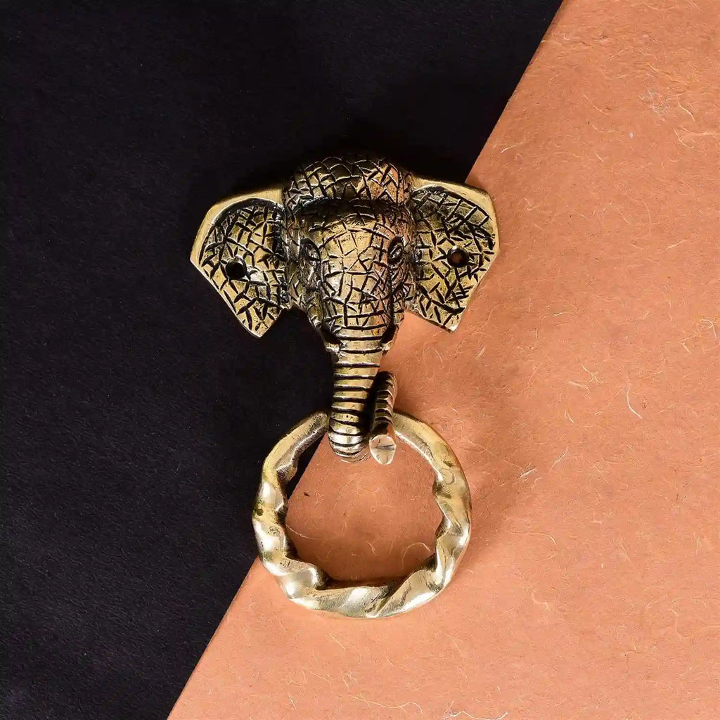 Brass Elephant Door Knocker (6.2 Inch) Vedansh Craft