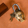 Brass Buddha Door Lock With Two Keys (6 Inch) Vedansh Craft
