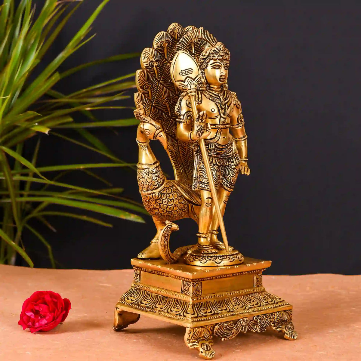 Brass Superfine Standing Lord Murugan/Kartikeya Idol (12 Inch) Vedansh Craft