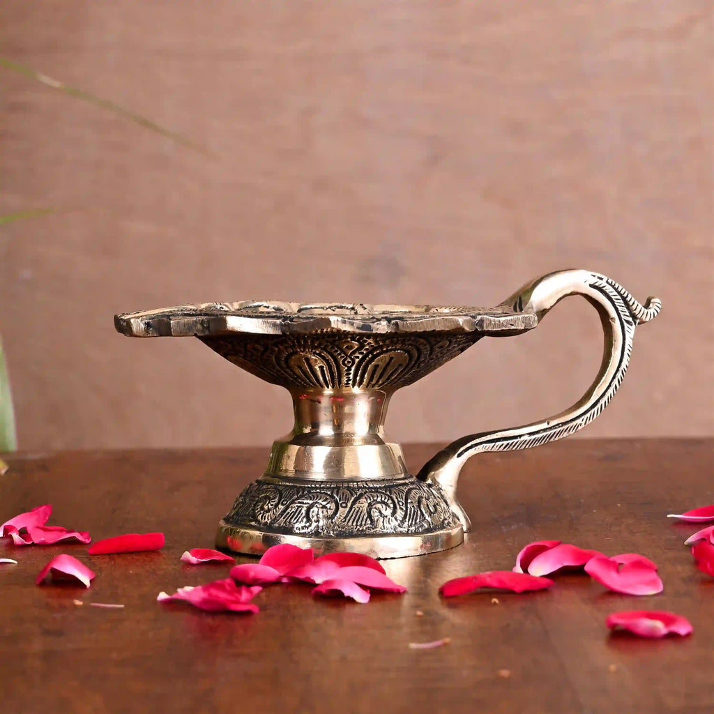 Brass Ethnic Hand carved Diya (3 Inch) Vedansh Craft