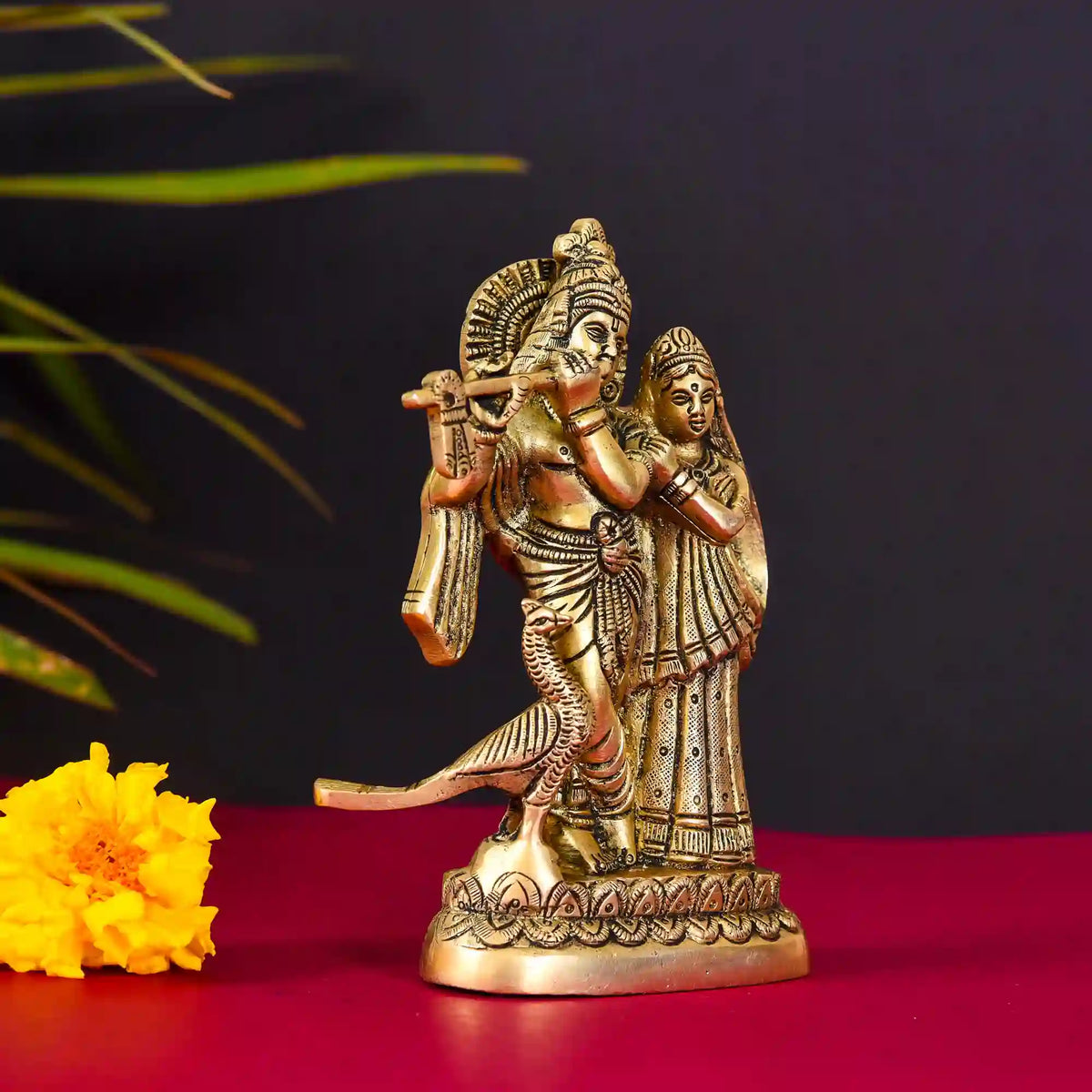 Brass Standing Radha Krishna Idol (6 Inch) Vedansh Craft