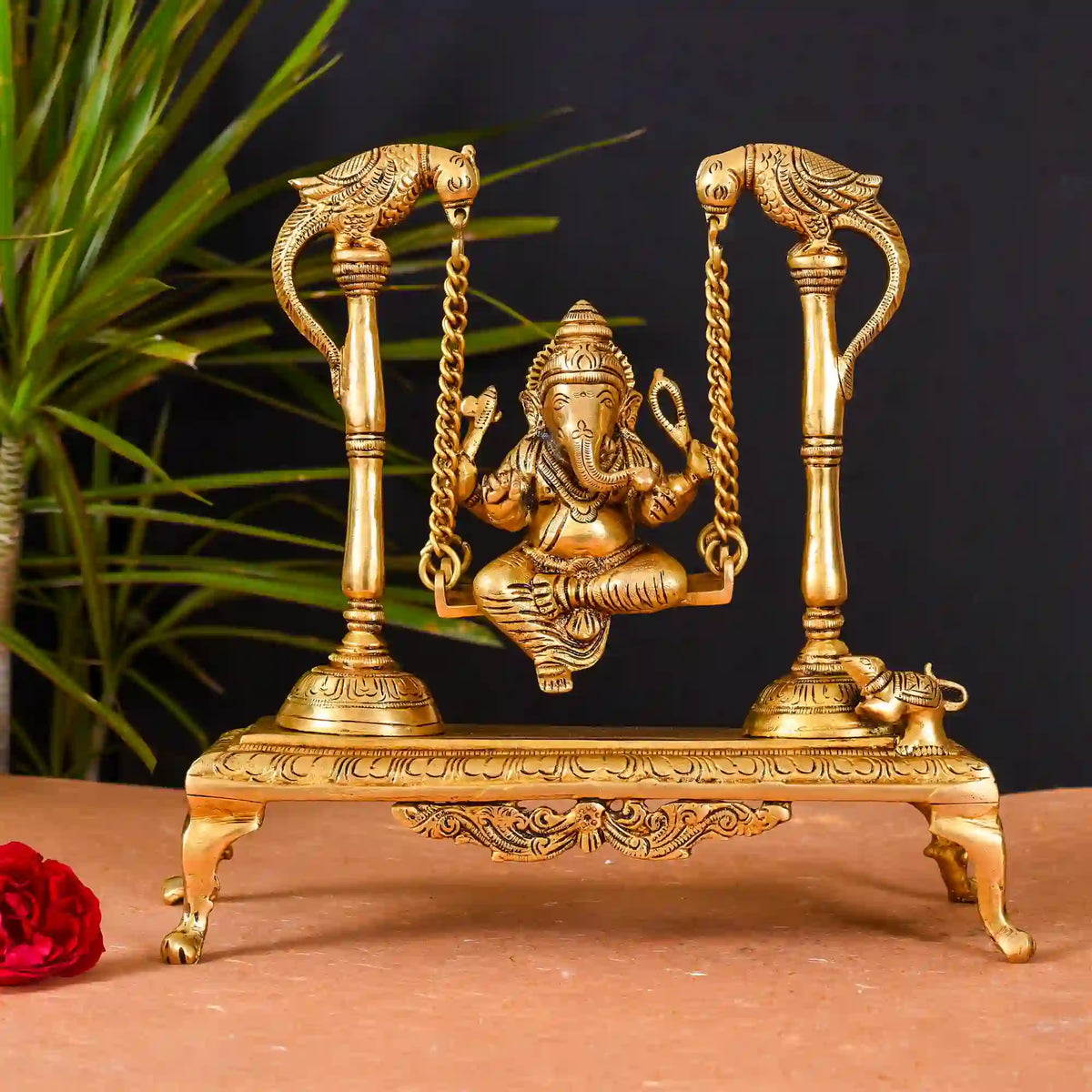 Brass Superfine Sitting Ganesha Swing/Jhula (10 Inch) Vedansh Craft