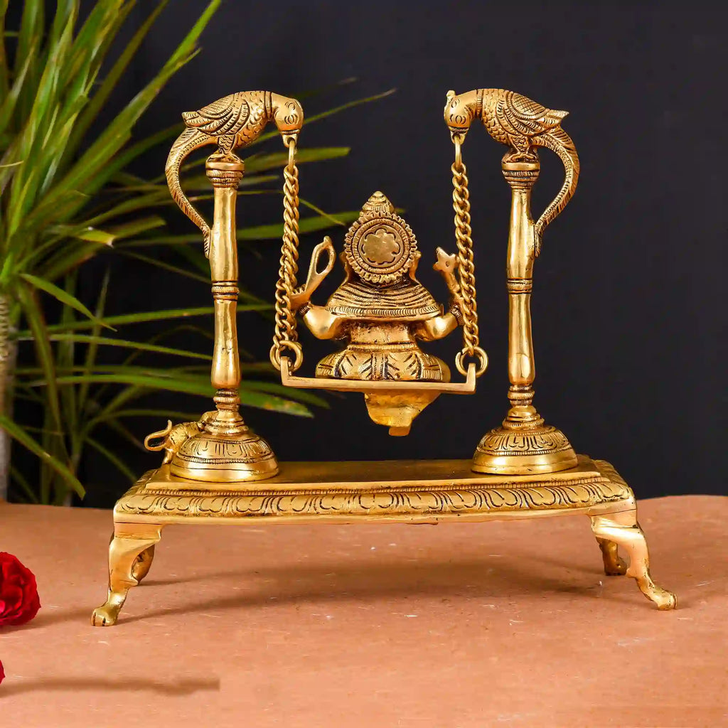 Brass Superfine Sitting Ganesha Swing/Jhula (10 Inch) Vedansh Craft