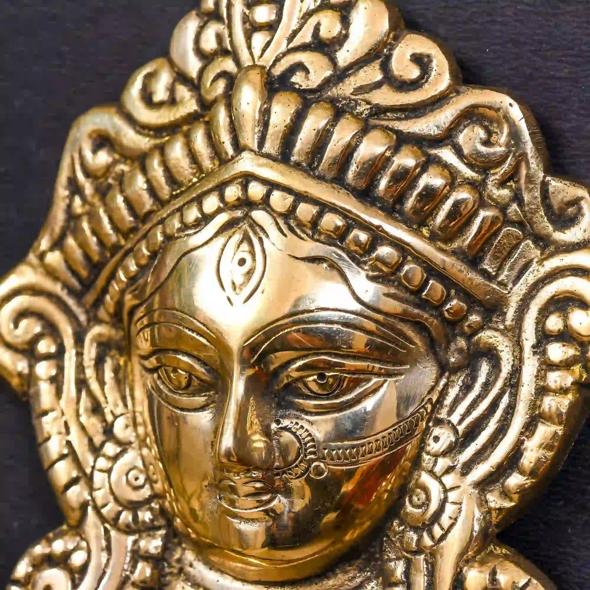 Brass Durga Face Wall Hanging (7 Inch) Vedansh Craft