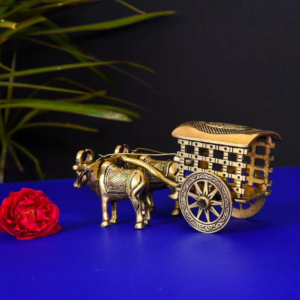 Brass Double Bullock Cart (3.2 Inch) Vedansh Craft