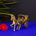 Brass Running Horse Cart/Chariot (3.5 Inch) Vedansh Craft