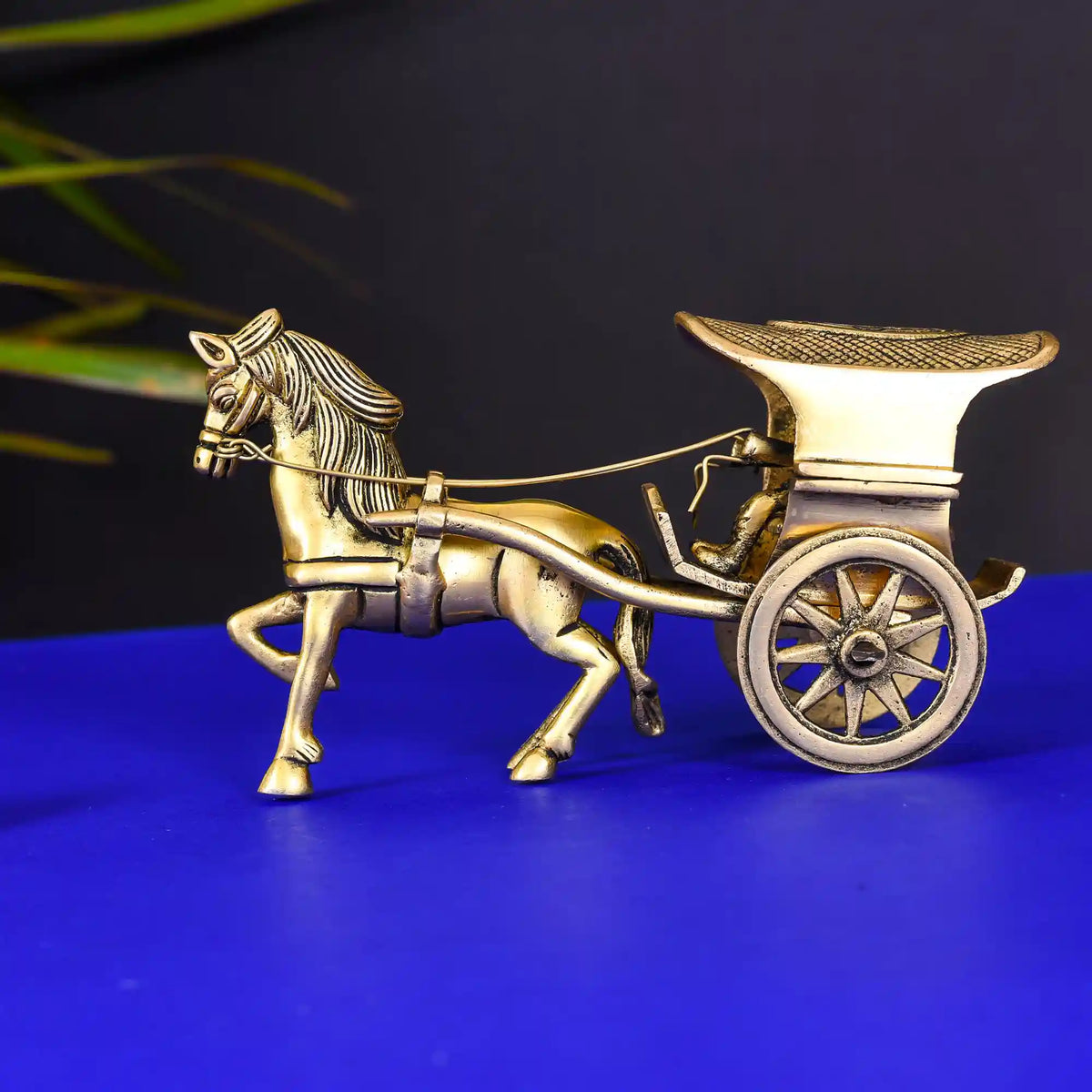 Brass Running Horse Cart/Chariot (3.5 Inch) Vedansh Craft