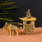 Brass Double Bullock Cart With Krishna (5.8 Inch) Vedansh Craft