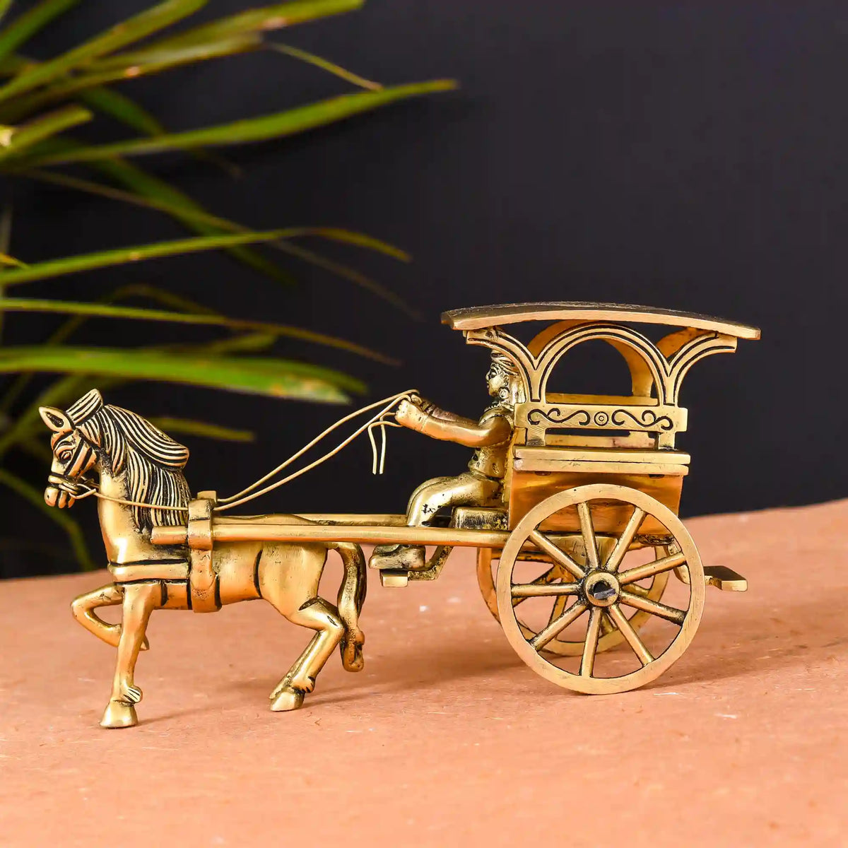 Brass Running Horse Cart/Chariot (4 Inch) Vedansh Craft
