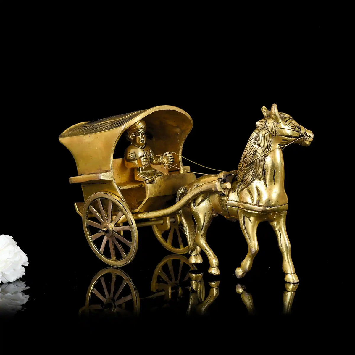 Brass Big Horse Cart/Chariot (6.5 Inch) Vedansh Craft