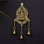Brass Wall Hanging Ganesha In Frame With Three Bells (11 Inch) Vedansh Craft