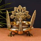 Majestic Brass Peacock Urli (11" Inch) Vedansh Craft