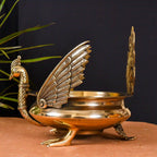 Majestic Brass Peacock Urli (11" Inch) Vedansh Craft