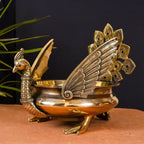 Majestic Brass Peacock Urli (11" Inch) Vedansh Craft
