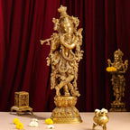 Brass Standing Lord Krishna Idol (30 Inch) Vedansh Craft