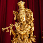Brass Standing Lord Krishna Idol (30 Inch) Vedansh Craft