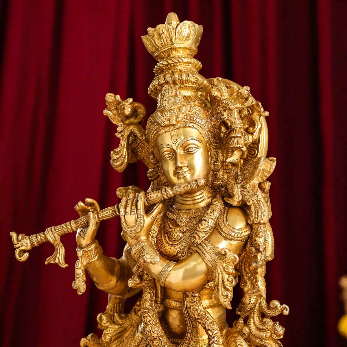 Brass Standing Lord Krishna Idol (30 Inch) Vedansh Craft