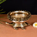 Brass Tortoise Urli With Anklet Bells (4.8 Inch) Vedansh Craft