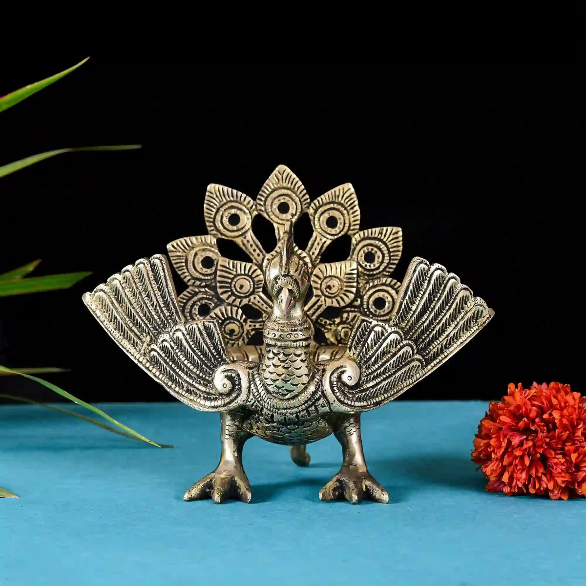 Brass Mini Peacock Urli Diya/Lamp (6.5 Inch) Vedansh Craft