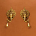 Brass Ganesha Bell On Leaf Wall Hanging (7.5 Inch) Vedansh Craft