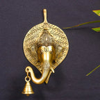 Brass Ganesha Bell On Leaf Wall Hanging (7.5 Inch) Vedansh Craft